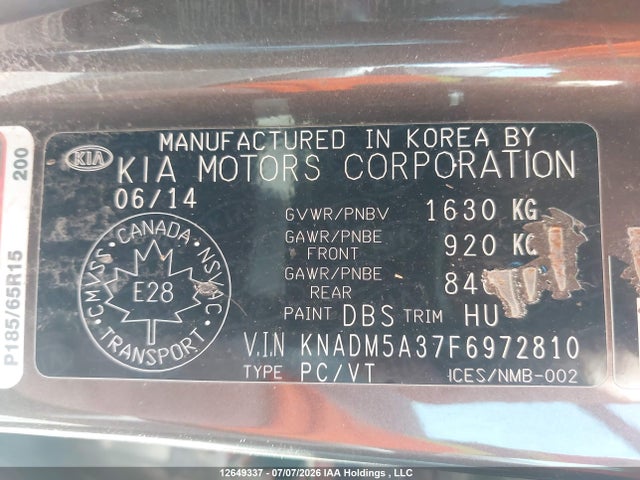 Aukcja sprzedaży 2015 Kia Rio Ex/lx/lx+/sx, vin: KNADM5A37F6972810, numer aukcji: 12649337