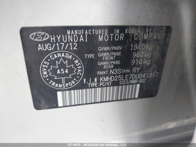 Aukcja sprzedaży 2013 Hyundai Elantra Gt, vin: KMHD25LE7DU041817, numer aukcji: 12714670