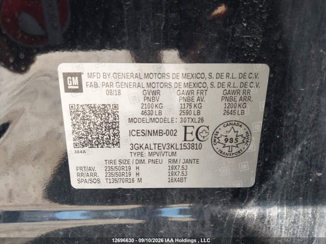 Aukcja sprzedaży 2019 Gmc Terrain Sle, vin: 3GKALTEV3KL153810, numer aukcji: 12696630