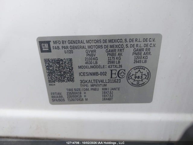 Продаж на аукціоні авто 2020 Gmc Terrain Sle, vin: 3GKALTEV4LL311623, номер лоту: 12714706