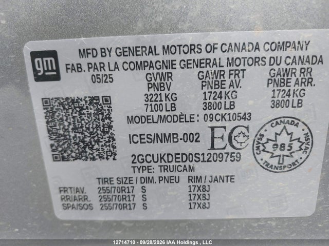 Chevrolet Silverado K1500 Lt 2025 2GCUKDED0S1209759 Image 9