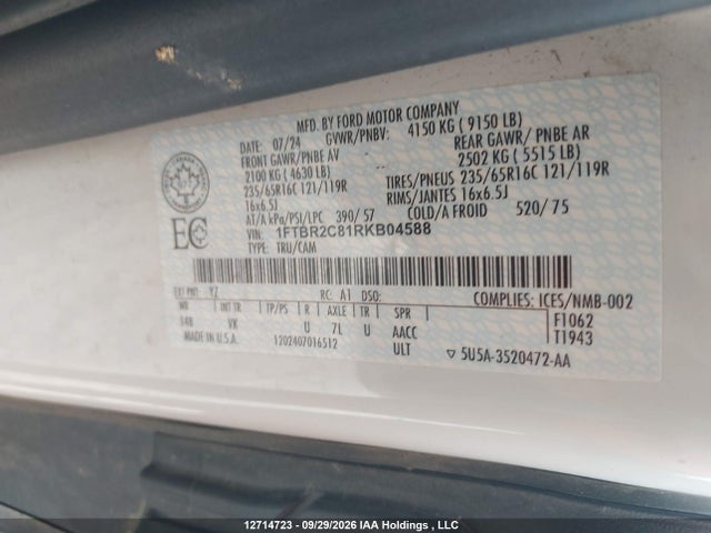 Ford Transit T-250 2024 1FTBR2C81RKB04588 Image 9
