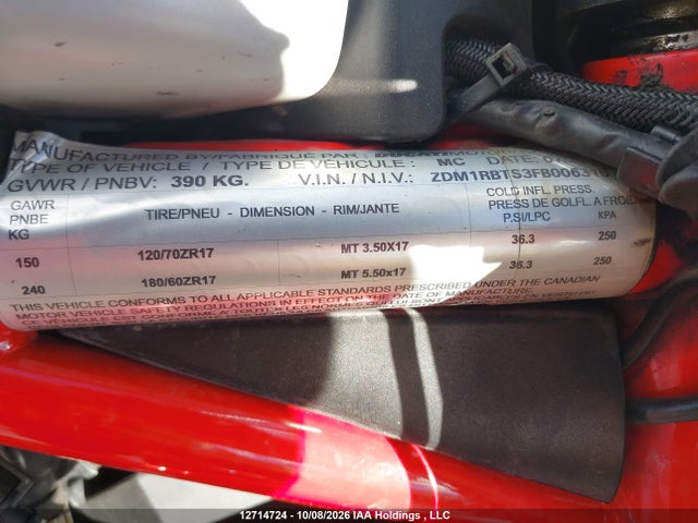 Ducati Monster 821 2015 ZDM1RBTS3FB006315 Image 14