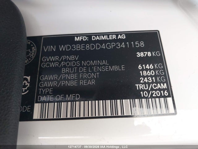 Aukcja sprzedaży 2016 Mercedes-benz Sprinter 2500, vin: WD3BE8DD4GP341158, numer aukcji: 12714737