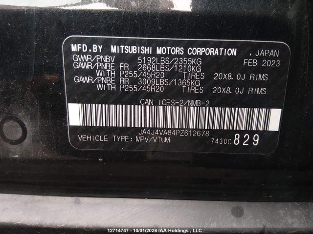 Aukcja sprzedaży 2023 Mitsubishi Outlander Sel/sel Black Edition/sel Touring/sel Premium/40th Anniversary, vin: JA4J4VA84PZ612678, numer aukcji: 12714747