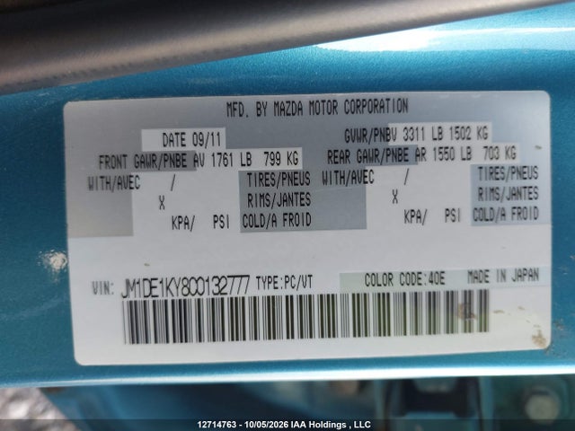 Продажа на аукционе авто 2012 Mazda Mazda2 Gx, vin: JM1DE1KY8C0132777, номер лота: 12714763
