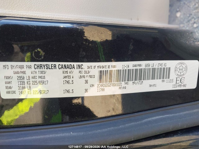 Aukcja sprzedaży 2015 Dodge Grand Caravan Crew, vin: 2C4RDGDG2FR603221, numer aukcji: 12714817