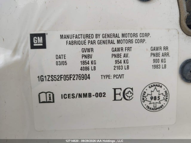 Aukcja sprzedaży 2005 Chevrolet Malibu, vin: 1G1ZS52F05F276904, numer aukcji: 12714820