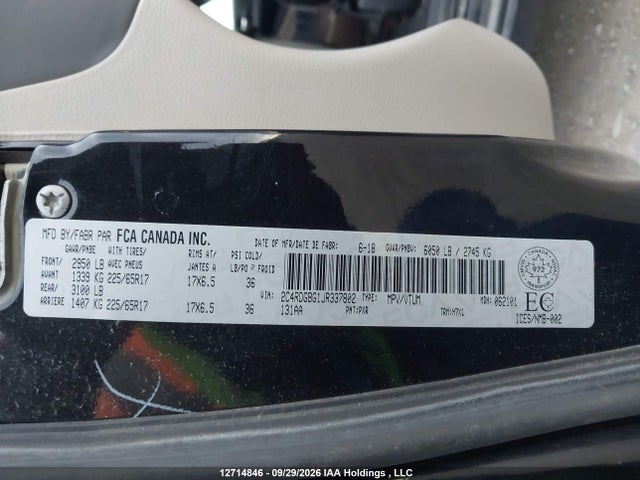 Продажа на аукционе авто 2018 Dodge Grand Caravan Se, vin: 2C4RDGBG1JR337802, номер лота: 12714846