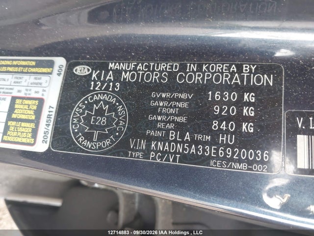 2014 Kia Rio 5-door მანქანა იყიდება აუქციონზე, vin: KNADN5A33E6920036, აუქციონის ნომერი: 12714883