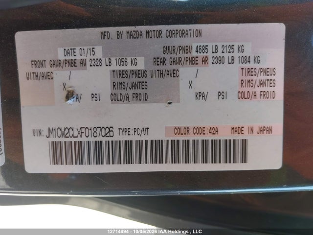 Mazda 5 Touring 2015 JM1CW2CLXF0187026 Image 9