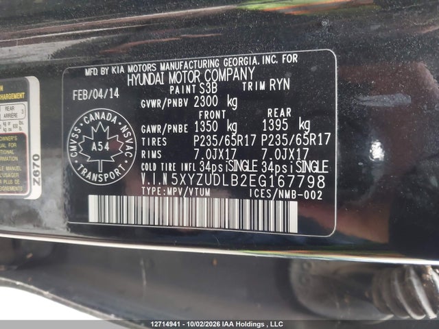 Продажа на аукционе авто 2014 Hyundai Santa Fe Sport, vin: 5XYZUDLB2EG167798, номер лота: 12714941