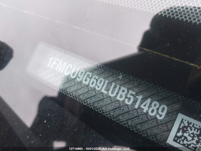 12714960 :رقم المزاد ، 1FMCU9G69LUB51489 vin ، 2020 Ford Escape مزاد بيع