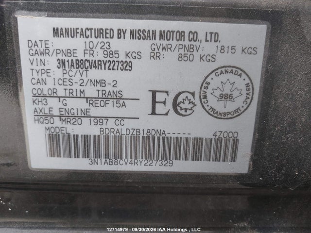 Nissan SENTRA SV 2024 3N1AB8CV4RY227329 Image 9