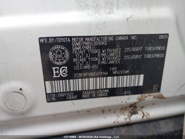 Auction sale of the 2024 Toyota Rav4 Xle, vin: 2T3R1RFV8RC479144, lot number: 12714989