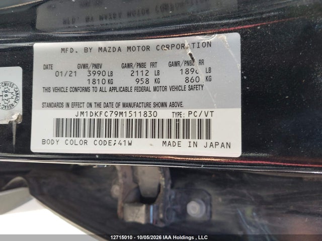 Продажа на аукционе авто 2021 Mazda Cx-3, vin: JM1DKFC79M1511830, номер лота: 12715010