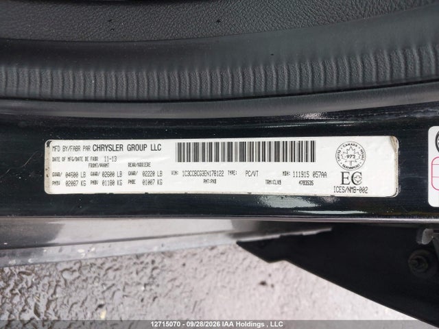 12715070 :رقم المزاد ، 1C3CCBCG3EN178122 vin ، 2014 Chrysler 200 مزاد بيع