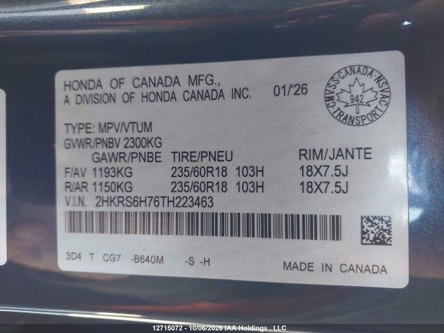 Honda CR-V 2026 2HKRS6H76TH223463 Image 9