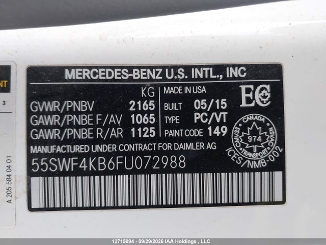 55SWF4KB6FU072988 Mercedes-Benz C 300 4matic