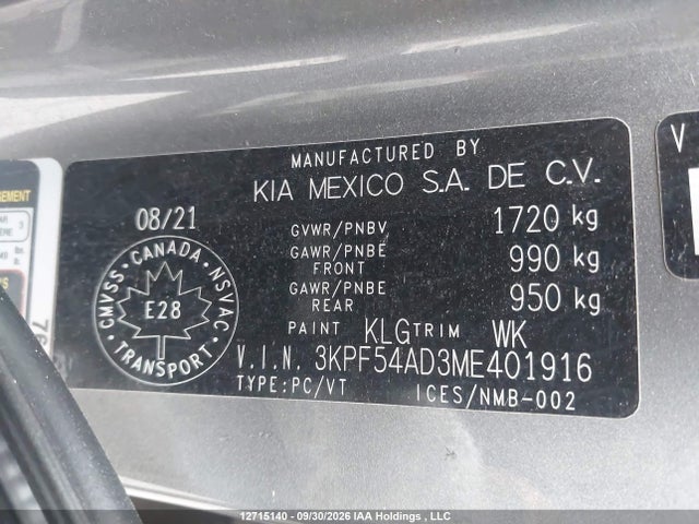 2021 Kia Forte Ex/ex Premium/ex+ მანქანა იყიდება აუქციონზე, vin: 3KPF54AD3ME401916, აუქციონის ნომერი: 12715140