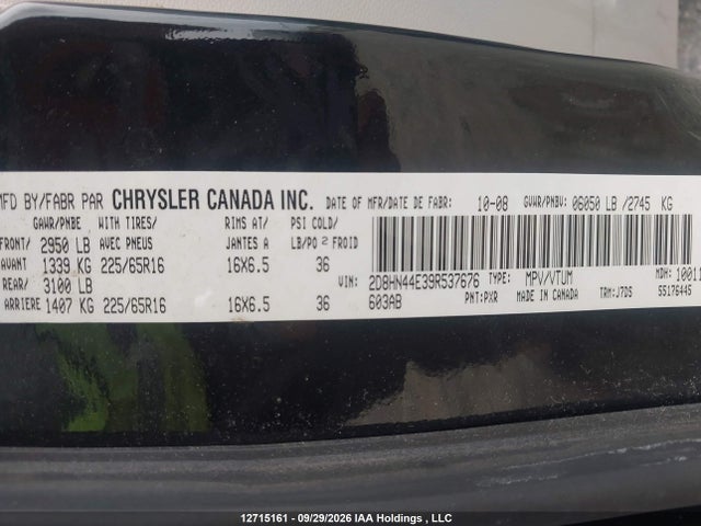 12715161 :رقم المزاد ، 2D8HN44E39R537676 vin ، 2009 Dodge Grand Caravan مزاد بيع