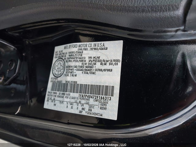 12715228 :رقم المزاد ، 1FAFP40472F166313 vin ، 2002 Ford Mustang مزاد بيع