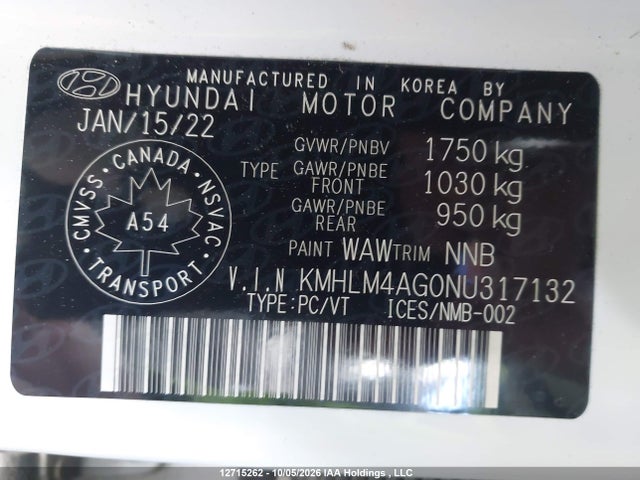 Продаж на аукціоні авто 2022 Hyundai Elantra Sel, vin: KMHLM4AG0NU317132, номер лоту: 12715262