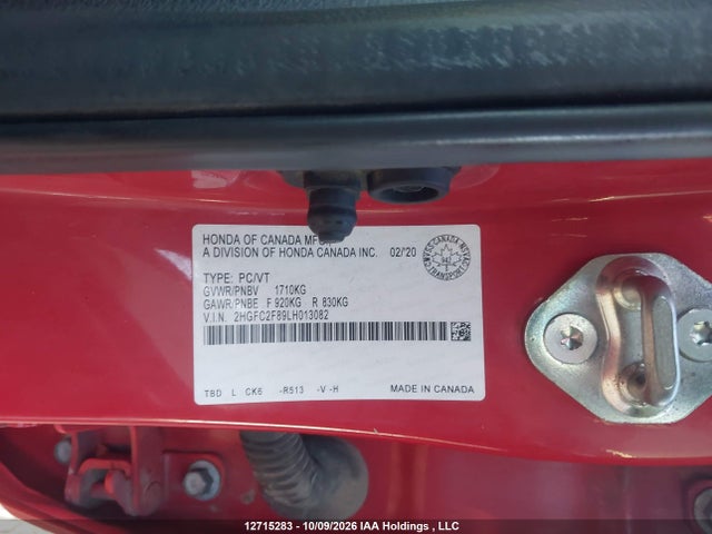 Honda Civic 2020 2HGFC2F89LH013082 Image 9