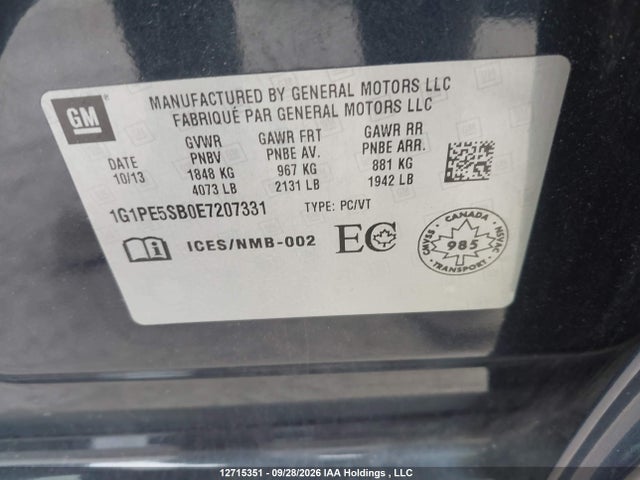 Chevrolet Cruze 2lt 2014 1G1PE5SB0E7207331 Image 9
