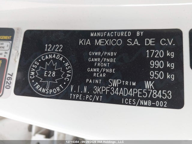 Продажа на аукционе авто 2023 Kia Forte, vin: 3KPF34AD4PE578453, номер лота: 12715354