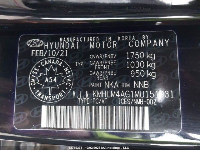 Hyundai Elantra 2021 KMHLM4AG1MU151931 Image 9