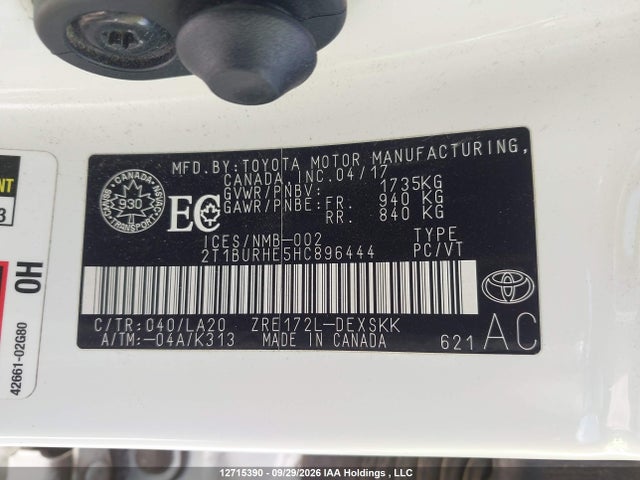 2T1BURHE5HC896444 Toyota Corolla L/le/xle/se/xse