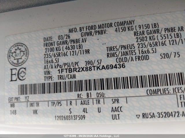 Ford Transit T-250 2026 1FTBR2X88TKA69436 Image 9