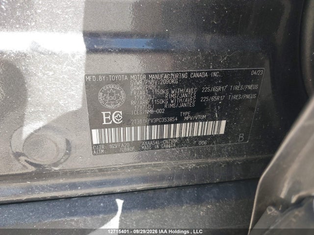 2023 Toyota Rav4 Le მანქანა იყიდება აუქციონზე, vin: 2T3B1RFV3PC353854, აუქციონის ნომერი: 12715401