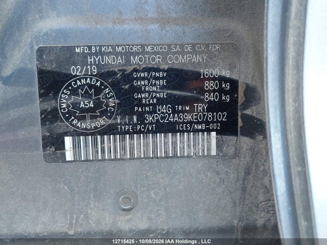 Продажа на аукционе авто 2019 Hyundai Accent Se/sel, vin: 3KPC24A39KE078102, номер лота: 12715425