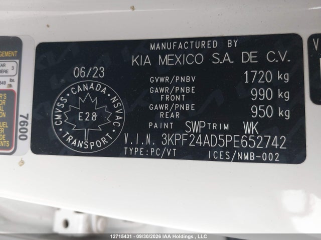 Aukcja sprzedaży 2023 Kia Forte Lx, vin: 3KPF24AD5PE652742, numer aukcji: 12715431