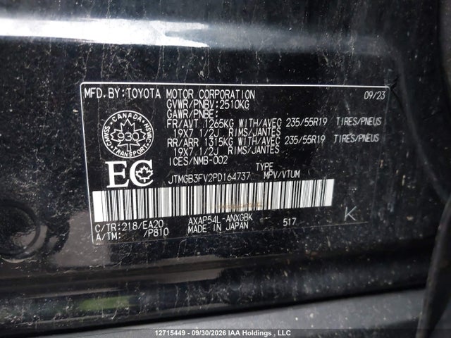 2023 Toyota Rav4 Prime Xse მანქანა იყიდება აუქციონზე, vin: JTMGB3FV2PD164737, აუქციონის ნომერი: 12715449
