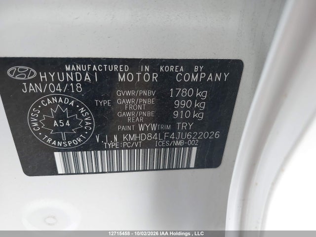 Aukcja sprzedaży 2018 Hyundai Elantra Sel/value/limited, vin: KMHD84LF4JU622026, numer aukcji: 12715458