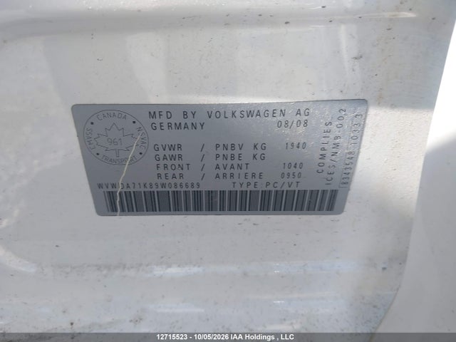 Auction sale of the 2009 Volkswagen Rabbit, vin: WVWDA71K89W086689, lot number: 12715523