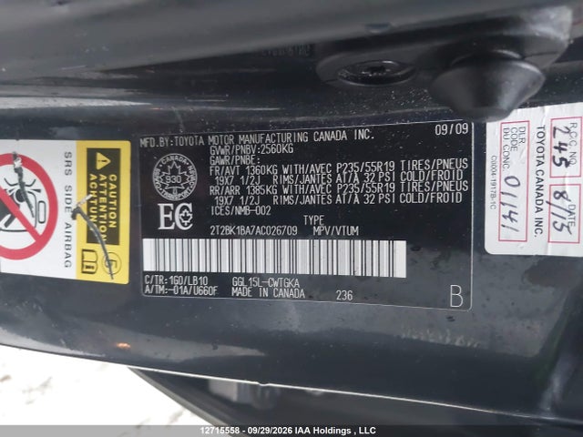 Продажа на аукционе авто 2010 Lexus Rx 350, vin: 2T2BK1BA7AC026709, номер лота: 12715558