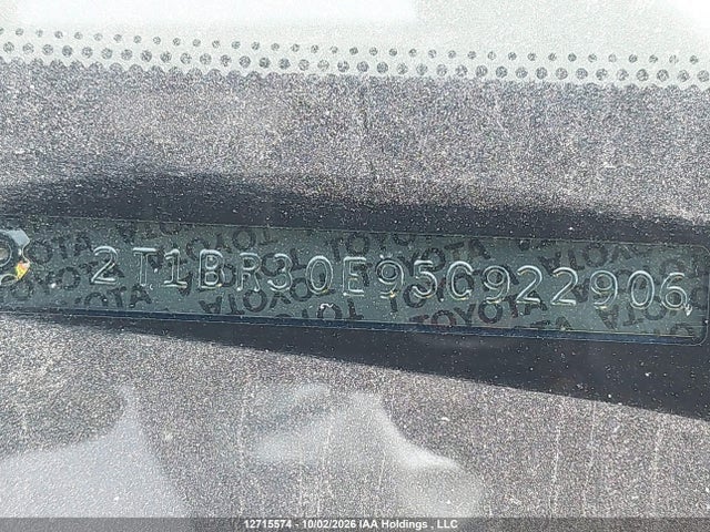 Продаж на аукціоні авто 2005 Toyota Corolla Ce, vin: 2T1BR30E95C922906, номер лоту: 12715574