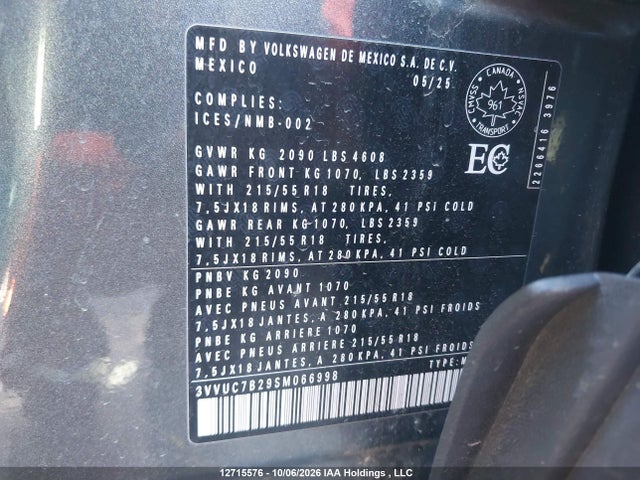 3VVUC7B29SM066998 Volkswagen TAOS SE