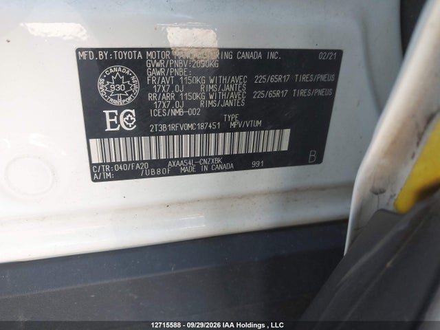 2T3B1RFV0MC187451 Toyota RAV4
