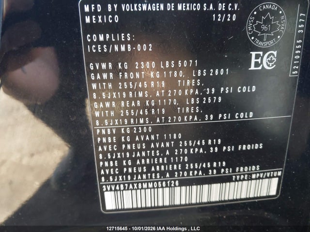 3VV4B7AX8MM056126 Volkswagen Tiguan Highline