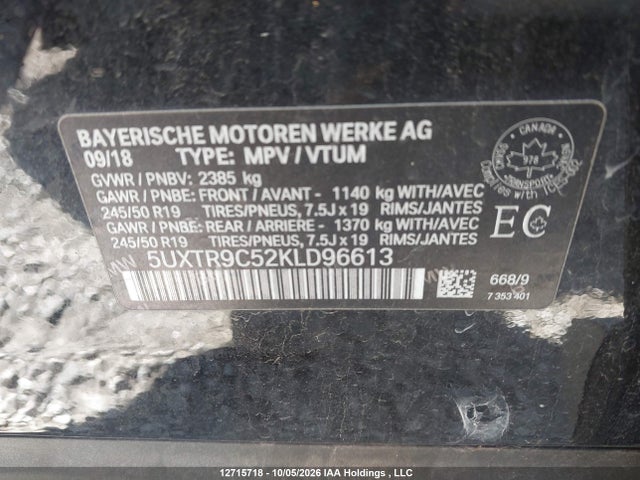 5UXTR9C52KLD96613 BMW X3 Xdrive30i