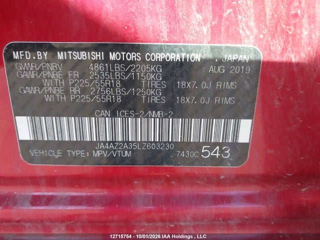 Mitsubishi Outlander Es 2020 JA4AZ2A35LZ603230 Image 9