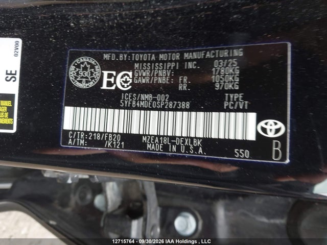 Toyota COROLLA LE 2025 5YFB4MDE0SP287388 Image 9