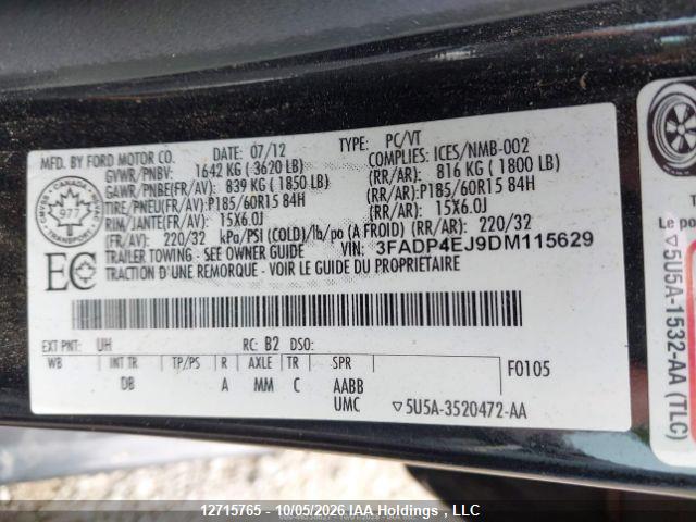 Aukcja sprzedaży 2013 Ford Fiesta Se, vin: 3FADP4EJ9DM115629, numer aukcji: 12715765