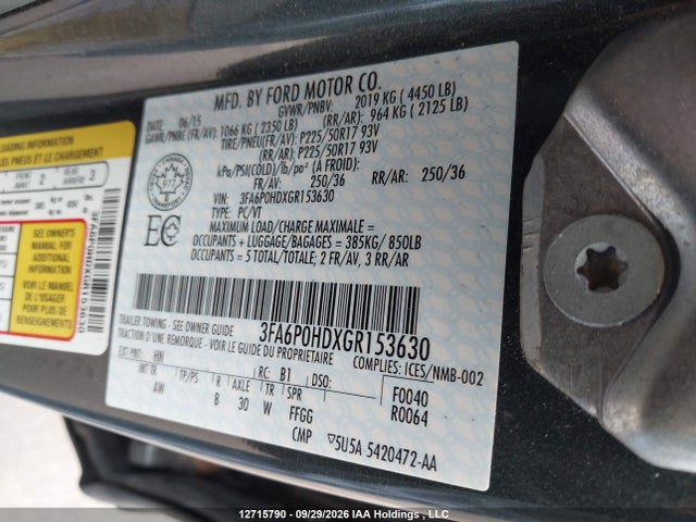 Ford FUSION SE 2016 3FA6P0HDXGR153630 Image 18