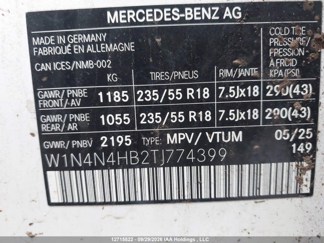 Aukcja sprzedaży 2026 Mercedes-benz Gla 250 4matic Suv, vin: W1N4N4HB2TJ774399, numer aukcji: 12715822